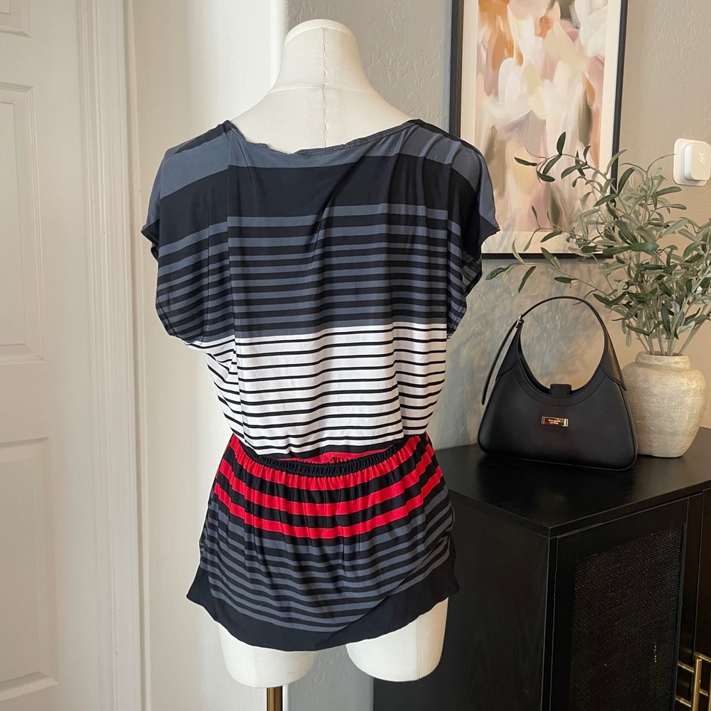 Y2K Byer California Striped Blouse Women Medium Multicolor Elastic Waist - Picture 3 of 4